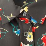 Laundry by Shelli Segal Floral Blouse Button Front Button Up Size Small Black Photo 2