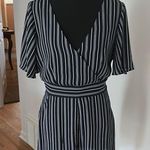 BB Dakota  navy and white striped short sleeve romper s 4. Fully lined & pockets Photo 1