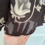 Josephine Chaus EUC Vintage women’s brown tan floral sheer button down shirt 10 Photo 4