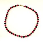 Pink black and gold tone beaded vintage necklace Photo 6