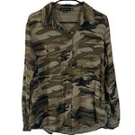Sanctuary  Green Camouflage Long Sleeve Boyfriend Button Down Shirt Women Sz XS Photo 0