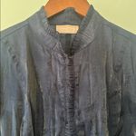 Chico's  Navy Blouse Long Sleeve Ruffle Button Up Size 1 Women’s Photo 1