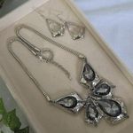 Boutique Silver with Smokey Grey Crystal Nwcklace and Earrings Set Photo 1