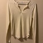 MOTHER Denim the Split Varsity Long Sleeve in Whisper White size Small Photo 1