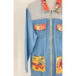 PG COLLECTION Blue Women's 100% Cotton Full Zip Denim Patchwork Jacket Photo 2