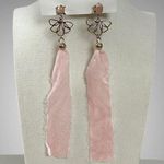 Free People Dainty Coquette Fairy Lulu Pink Ribbon Dangle Earrings NWT Lotus Photo 1