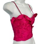 ZARA  Pink Satin Ruffle Cropped Sleeveless Ruffle Tank Top size XS NEW Tags Photo 6