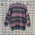 Eddie Bauer Vintage wool fair isle cardigan sweater pink pastel gray Photo 2