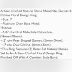 Artisan Crafted African Malachite Multi Gemstone Ring in Platinum over Copper 7 Green Photo 4