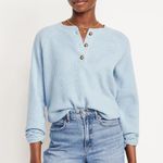 Old Navy Waffle Henley Long Sleeve Waffle Top Size Medium Photo 1