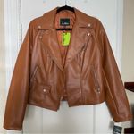 Sam Edelman NWT • Moto Jacket in Vegan Leather, Light Brown, Size Medium Photo 5