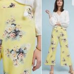 Anthropologie  Feather Bone Talese wide leg yellow floral pants Size 4 Photo 1