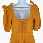 Reformation Women's Spring Bow Linen Corset A-Line Mini Dress | Sz 6 | Yellow Photo 9