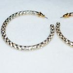 Unique Vintage Vintage Shine Bright Circle Hoop Gold Tone Heavy Metal Clear Rhinestone Earrings Photo 1