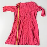 LISA BAYNE Red Grid 100% Linen Pullover Dress Kaftan Size XL Lagenlook Pockets Photo 5