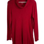 J. Jill Size S Tunic Top Pima Cotton Cowl Neck Slub Knit Long Sleeve Women's Red Photo 1