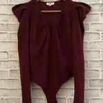 Entro Women’s maroon long sleeve sweater v-neck bodysuit Large Photo 0