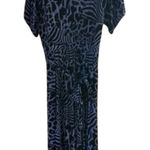 Lisa Rinna Blue And‎ Black Animal Print Belted Jumpsuit Size 10 Photo 0