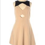 Rachel Zoe NWT Page Fit & Flare Mini Cut Out Tuxedo Dress Camel Black A-Line 10 Photo 1