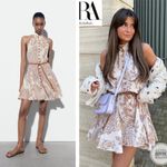 ZARA  Cream and Brown Paisley Mini Dress Size Small Photo 1