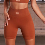 BO + TEE Ribbed Teal Biker Short M/L Seamless Athletic Running Yoga Hiking Blue Size M Photo 0