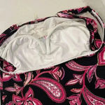 Lands End Bathing Suit Tankini Swim Top Black Pink Floral Paisley Print Womens 4 Photo 2