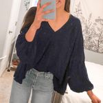 Elizabeth and James Navy Blue Long Sleeve Blouse Photo 0