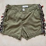 ZARA Green Woven Embroidered Tassel Shorts Size 4 Photo 0