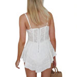 Sky to Moon Shades of Love Bustier Eyelet Mini Dress Bodysuit White Size S NWT Photo 2
