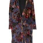 ZARA Floral Velvet Long Kimono Open Cardigan Robe Boho Artisan Sz M Blogger Fav Photo 8