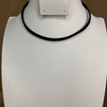 Black Suede Choker Necklace Silver Tone Clasp Adjustable Chain Women 12in New Photo 2