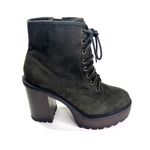 Soda Women's Chunky Block Heel Black Suede Lace Up Combat Ankle Booties Size 8 Photo 4