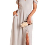 Birdy Grey NWT ‎ Devin Chiffon Convertible Maxi Dress Dove Gray Women’s Size Med Photo 0