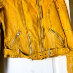 Mauritius Wild 2 RF Leather Moto Jacket Lambskin Sunrise Yellow Medium EUC Photo 5