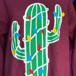 Gildan Southwest Christmas Cactus Lights Sweatshirt Burgundy Holiday Pullover Small Photo 2