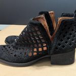 Jeffrey Campbell Taggart Suede Ankle Booties Black Leather Boots Heeled Slip On Photo 1