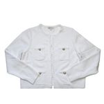 J.Crew NWT Odette Sweater Lady Jacket in White Cotton-blend Boucle Cardigan XS Photo 0