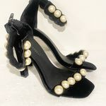 Jeffrey Campbell Size 7 Black Suede Lindsay White Pearl Studded Suede Heels Photo 4