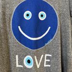 Lauren Moshi “Lana” Happy Smiley Face Love T-Shirt Grey Mini Dress Sz Small Photo 3