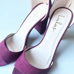 Lulus Social Scene Berry Purple Suede Ankle Strap Heels Women's Size 8 Photo 4