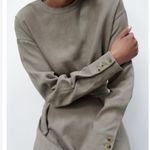 ZARA  Linen Blend Midi Khaki Belted Dress Size XS Photo 8