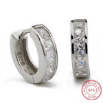 Boutique NEW White Gold Plated .925 Simulated Diamond Huggie Hoop Earrings, Unisex 10mm‎ Photo 9