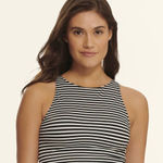 Beach Betty Slimming Control High Neck Striped Cropped Bikini Swim Top Photo 0