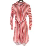 Katie Kime Red Retro‎ Stripe Sophia Belted Shirt Dress Sz L Size L Photo 2