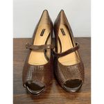 Alex Marie Women's Brown Faux Alligator Style Heels Peep Toe Sandals Size 9M Photo 10