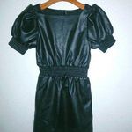 Habitual  10 XS Pleather Puff Sleeve Faux Leather Mini Dress Black Photo 0