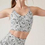 Athleta New XL Elation V-Neck Crop Women’s Paisley White Black X-Large A-C Cups Photo 0