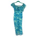 Amanda Uprichard  Rosalinda Off-Shoulder Dress Tropical Print Green Blue Size XS‎ Photo 7
