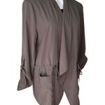 Garnet Hill Drape Front Lightweight Drawstring Jacket, Sz L Photo 3