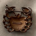Da Vinci Crab Brooch Pin Silver Tone & Black 1.25” Diameter Sea Beach Vintage Photo 3